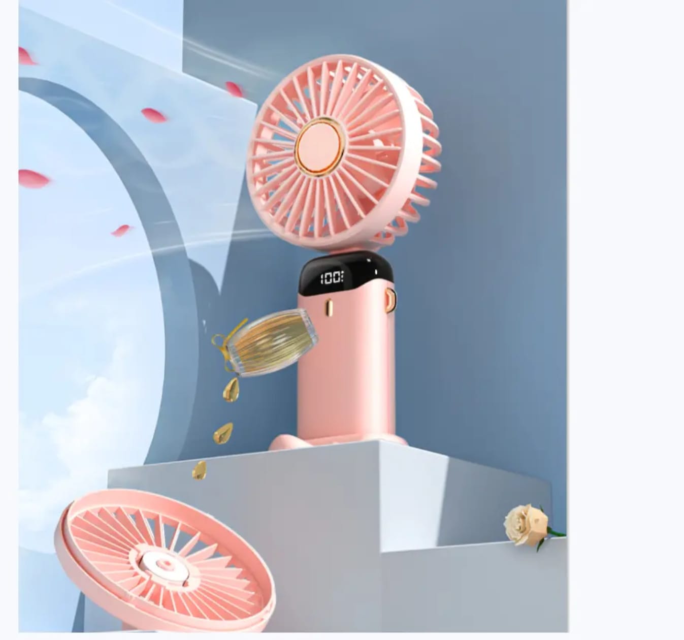 Mini Rechargeable Hand Fan (Pink)