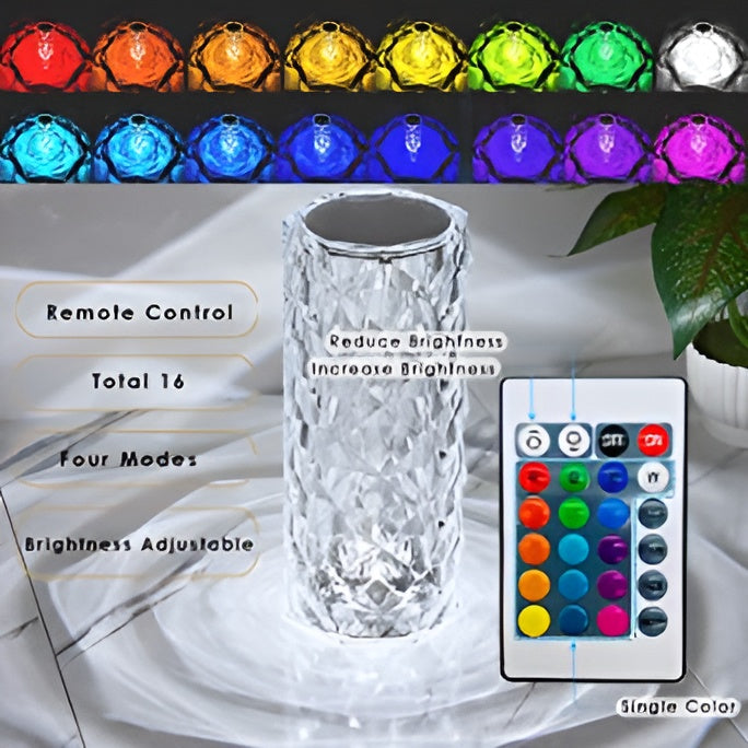 Crystal LED Lamp with Remote Control – 16 Colors