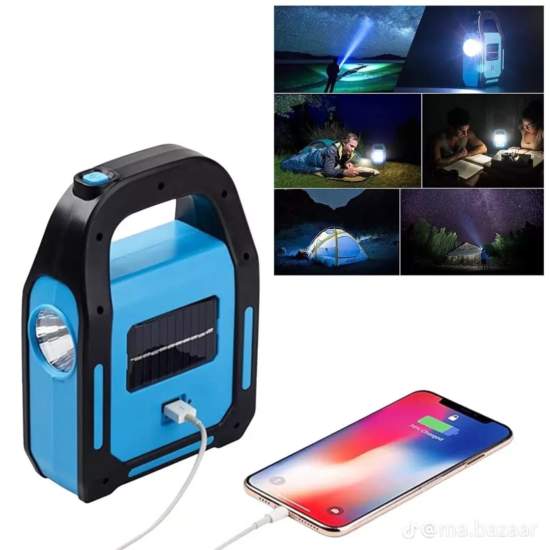 3-in-1 Solar Rechargeable LED Handy Lamp with Power Bank
